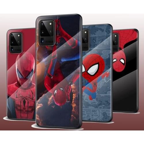 Tempered Glass Cover Marvel Spider-Man For Samsung Galaxy S20 FE S10e S10 S9 S8 Ultra Plus Lite Plus 5G Phone Case