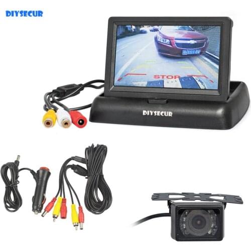 DIYSECUR 4.3" Car Reversing Camera Kit Back Up Car Monitor LCD Display HD Car Rear View Camera