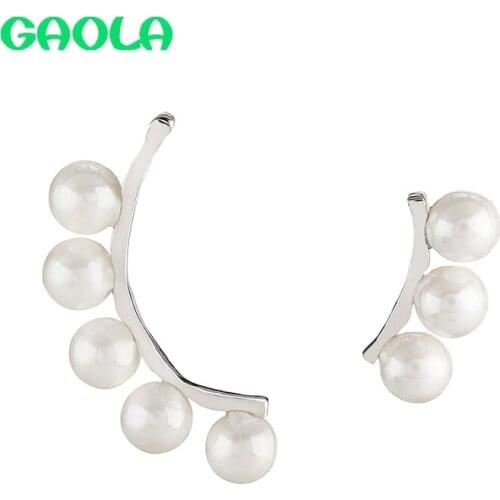 GAOLA Pearl Asymmetric Earrings Geometric Shell Pearl Earrings High Jewelry Women Fashion Jewelry Birthday Gift