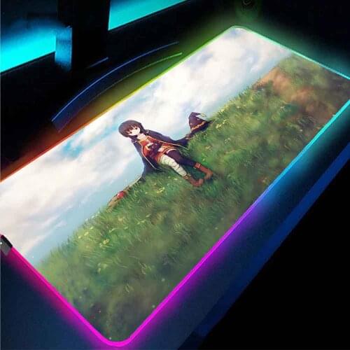 XGZ Lem 7 Color LED Light Gaming Carpet RGB Animation Carpet Mouse Pad Xxl Laptop Keyboard Protection Desk Pad MousePad Mini Pc