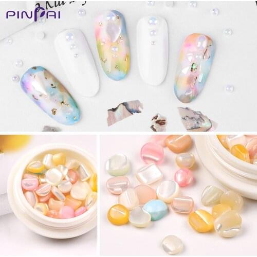 12 Styles 3D Nail Art Decorations Shiny Abalone Pearl Shell Slice Flake Nail Art Stones Charms Spangles DIY Manicure Accessories