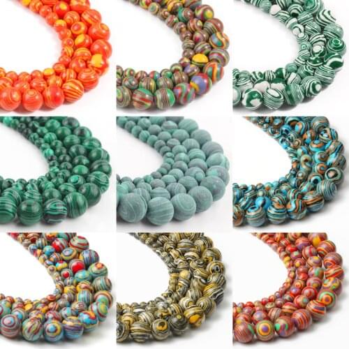 Colorful Malachite Stone Beads Loose Spacer Bead for Jewelry Making DIY Bracelet 15inch Natural Matte Stones Bead 4/6/8/10mm