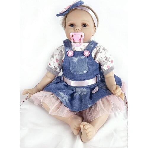 Reborn Baby Doll 22 Inch 55cm Blue Eye Doll Silicone Vinyl Soft Realistic Baby