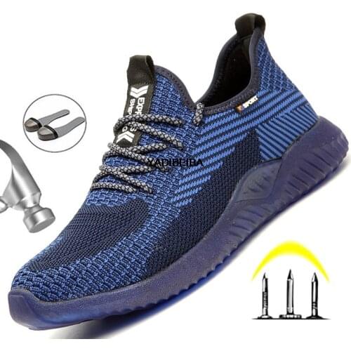 Men Steel Toe Safety Work Shoes Breathable Lightweight Work Sneakers Industrial Construction Shoes Puncture Proof Safety Boots