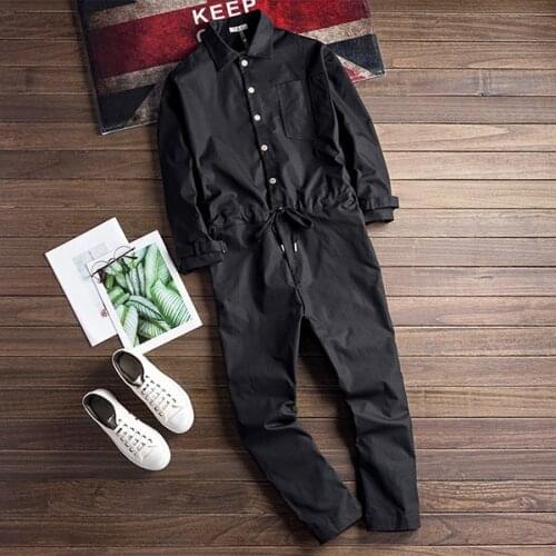 2021 New Mens loose long sleeve jumpsuits Casual black army green overalls pants Fashion personality leisure time