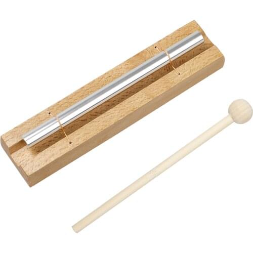 Energy Chime Single Bar Solo Chime Wooden Base Aluminium Alloy Wind Chimes Percussion Musical Instrument Kids Toys With Mallet
