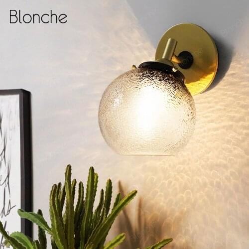 Nordic Wall Lamp Gold Glass Wall Sconce Lights for Home Indoor Modern Mirror Lamp Study Bathroom Bedroom Decor Stair Led Light