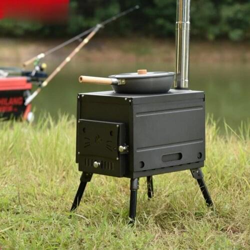 Outdoor portable wood stove wild stainless steel self-driving barbecue stove RV barbecue home barbecue stove charcoal grill
