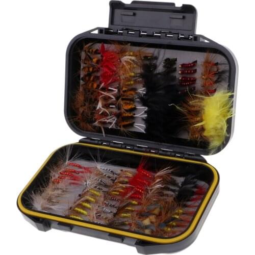 100pcs Fly Fishing Flies Kit, Handmade Fly Fishing Lures Dry/Wet Flies Streamer Nymph ith Waterproof Fly Box