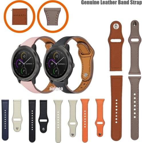 20mm 22mm Strap Genuine Leather Band For Garmin Vivoactive 3 Music element / Venu Sq Smart Watch Accessories