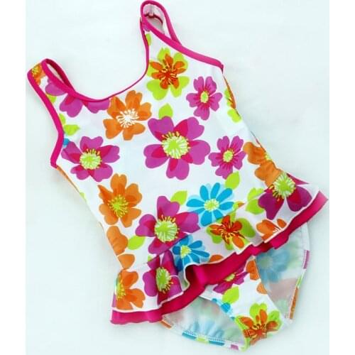 Girls One Piece Swimwear 2-8 Y Children Swimsuit with Floral Pattern Kids Swimming Pool Bathing Suit Baby Sandy Wear
