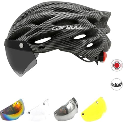 Ultralight Cycling Helmet With Removable Visor Goggles Magnetic Lens Bike Taillight Intergrally-molded Mountain Road MTB Helmets