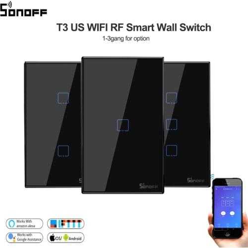 Sonoff T3 US 1/2/3gang Smart Wifi Timer light switch touch/433 RF/APP Remote Control Switch,Smart Home support Alexa/google home