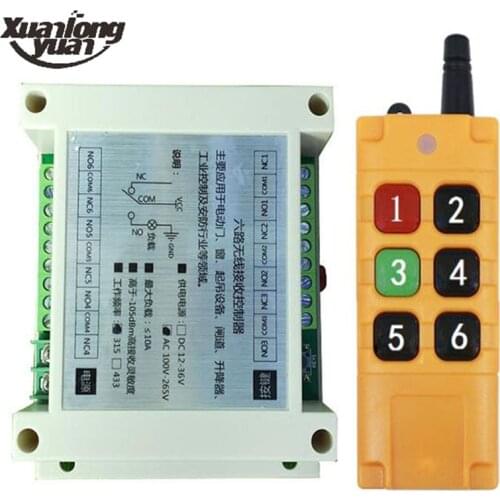 2000m 433Mhz Remote Control Switch for Light,Door, Garage Universal Remote AC110V 220V 250V 6CH Relay Receiver and Controller