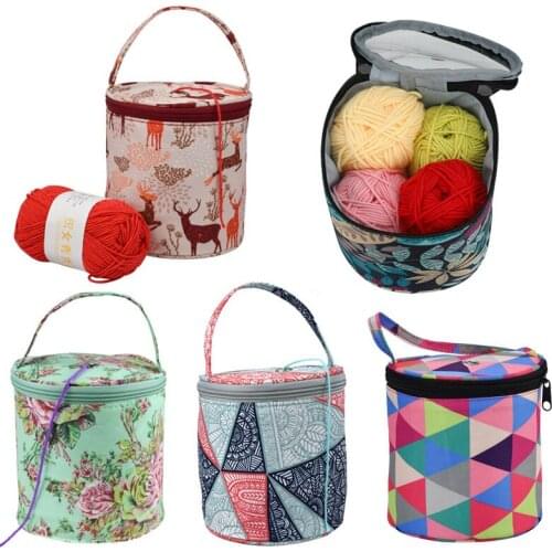 14.5x14cm Wool Storage Bucket DIY Crochet Bag Crochet Stick Needle Tool Sewing Supplies Storage Organizer Container Handle Bag