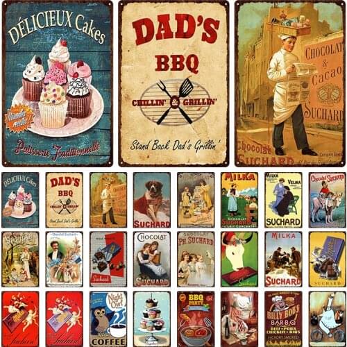 Vintage Farm Metal Tin Sign Milk Chocolate Plaque Retro European Style Metal Poster Wall Decor For Bar Kitchen Farm Tin Plate