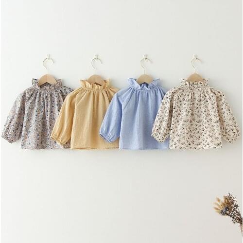 Vintage Floral Baby Girls Blouses Kids Spring Blouses for 0-3Y Childrens Shirt Baby Clothes Top Shirts for Kids Girls Clothing