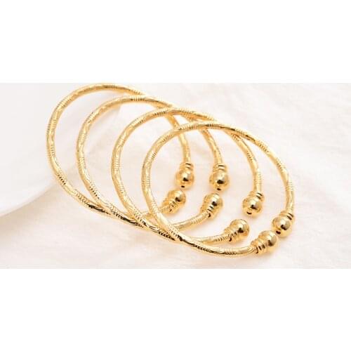 High quality New Dubai sgold BABY Bangle Child Bracelet Bangle For Kids Children Jewelry Baby birthday Christ Gifts DIY charms