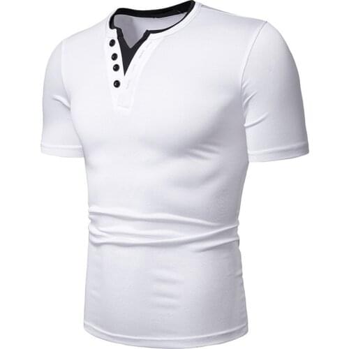 Tshirt S-2Xl 2021 New Mens V Neck Short Sleeve T Shirt Male Summer Elastic Slim Fit T Shirts Tops Men Black White Fitness