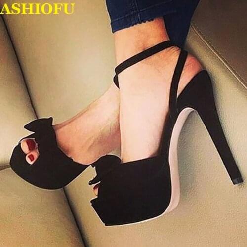 ASHIOFU Handmade New Women High Heel Sandals Butter-knot Peep-toe Party Prom Shoes Sexy Club Evening Fashion Sandals Shoes