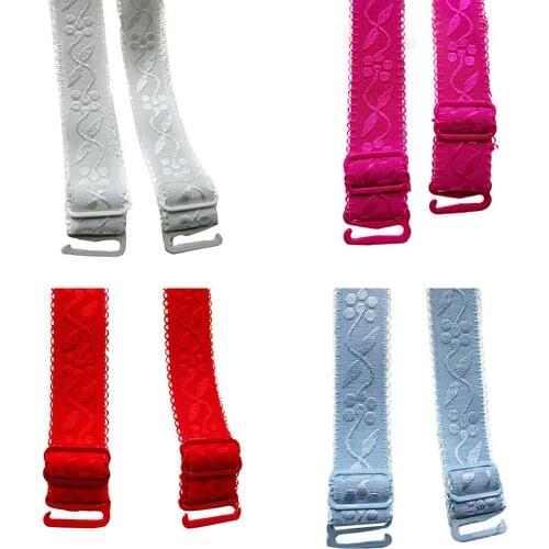 1Pair 34cm Metal Buckle Bra Straps Belt Womens Elastic Invisible Flower Transparent Bra Straps Adjustable Shoulder Straps