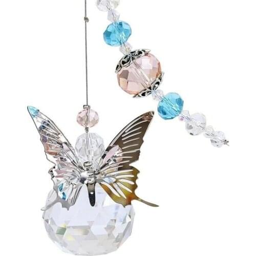 1pc Window Decorative Sun Catchers Prisms Crystal Butterfly Shape Hanging Crystal Pendant Decor Home Garden Decoration