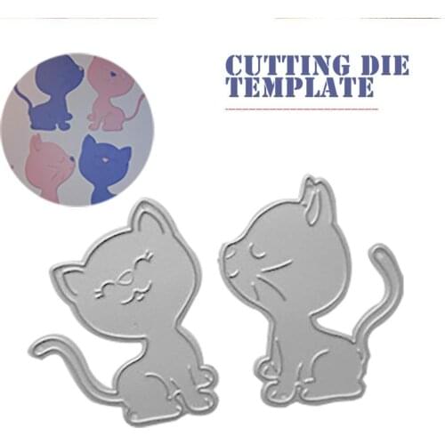 2pcs/set Cute Cat Metal Cutting Dies Stencils For Craft Scrapbook Greeting Card Making Decorative Handmade Stamps And Dies 2021