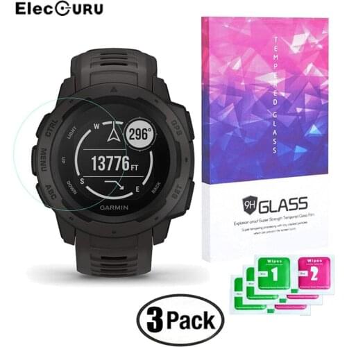 3pcs Tempered Glass Screen Protector For Garmin Instinct Watch 9H 2.5D HD Scratch Proof Bubble Free Explosion Proof Glass Film