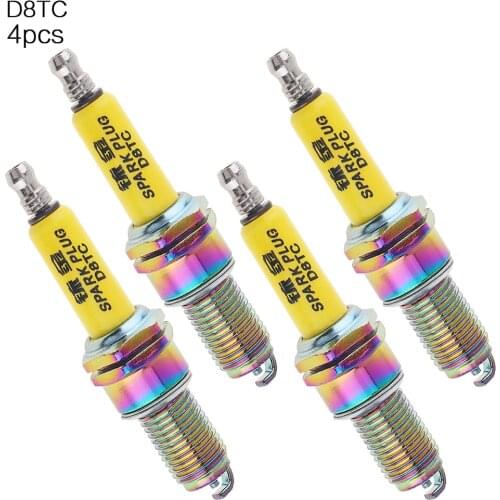 4pcs D8TC Motorcycle Motorbike Iridium Nozzles Sparks Plugs with Transparent Plastic Box for CG 125cc 150cc 200cc 250cc