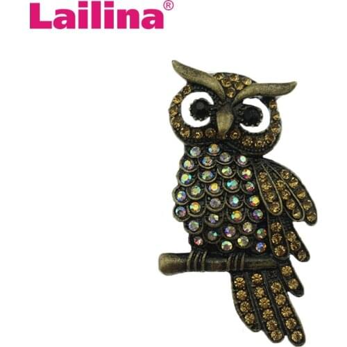 50pcs/lot Hot sale Vintage Rhinestone Animal owl Brooch Pin hawk pin In Zinc Alloy