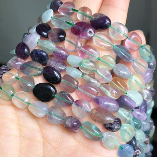 8-10mm Natural Irregular Colorful Fluorite Quartz Stone Beads Loose Spacer Beads For Jewelry Making DIY Bracelet Accessories 15"