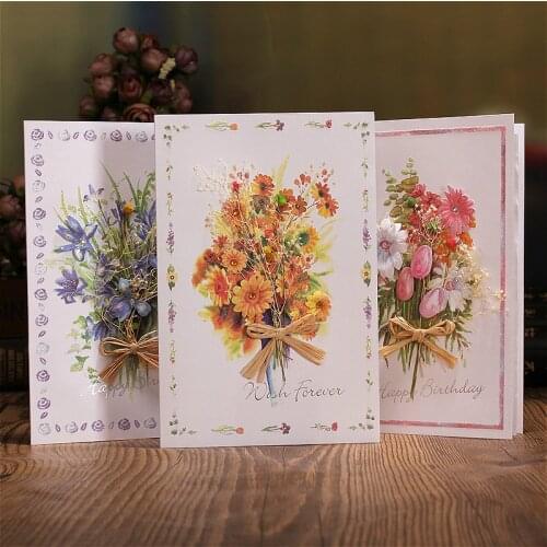 8pcs three-dimensional handmade flower greeting card creative birthday card daily universal greeting card thanksgiving card