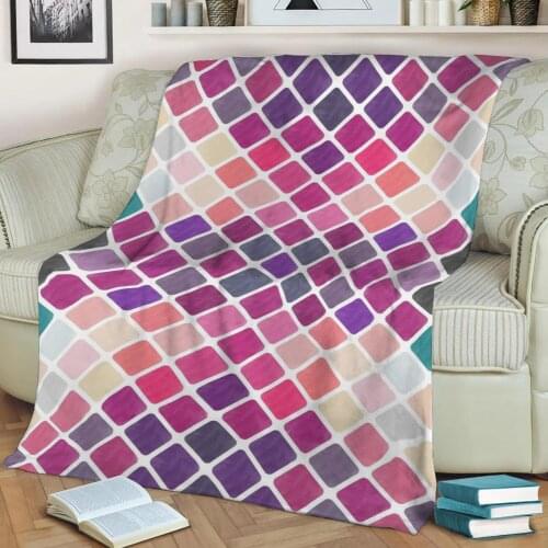 Geometric neon 3D Printed Velvet Plush Throw Fleece Blanket Bedspread Sherpa Blanket Home Decora