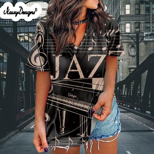 Noisydesigns Summer Womens Blouse 3D Gothic Style Music Note Prints Chiffon Tunnic Tops For Ladies Clothing Drop Shipping