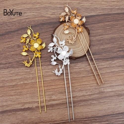 BoYuTe New Arrive 5Pcs Big Chrysanthemum Metal Hair Stick Diy Hand Made Hair Jewelry Accessories