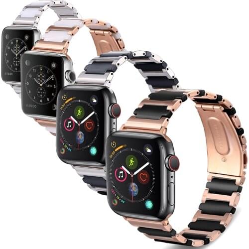 Ceramics Links Watch Strap For Apple Watch Band 38/40mm 42/44mm Stainless Steel Wrist Bracelet For iWatch Series 1 2 3 4 5 6 SE