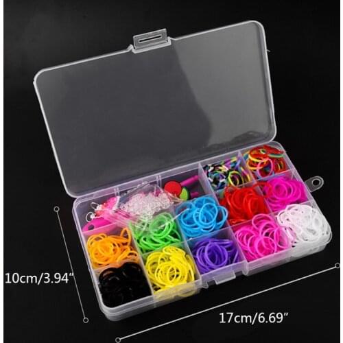D7WF 15 Grids DIY Hand-Woven Rainbow Rubber Band, Girl Hair Band Rubber Band Set for Childrens Woven Bracelet Making