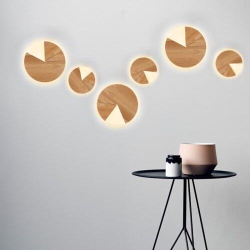 Nordic childrens puzzle wall lamp modern simple living room study dining room childrens bedroom bedside log wall lamp