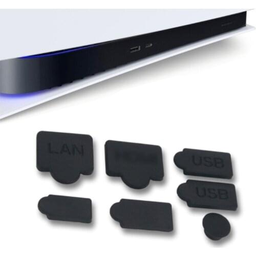 E56B Dust Proof Cover Suitable for PS5 Console 7Pcs Dust-Plugs Silicone Anti-Dust