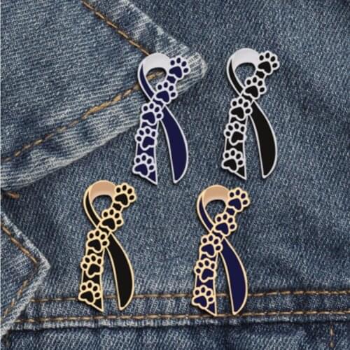 Enamel Ribbon Brooch Pin Cute Dog Cat Pet Paw Prints Brooches Badges Pet Animals Lovers Gifts Women Girls Scarf Sweater Jewelry