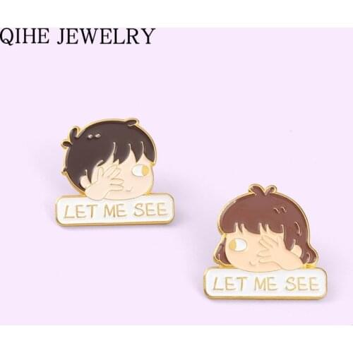 Girl and Boy Enamel Pins Badge Cartoon Student Brooches Backpacks Clothes Lapel Pin Jewelry Gift for Kids Friends Wholesale