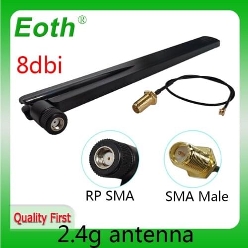 2.4GHz Antenna 8dBi RP-SMA antena 2.4 ghz antenne 2.4G WiFi antenna for router +21cm ufl./ IPX 1.13 Pigtail Cable