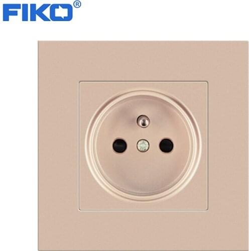 FIKO EU Wall Power Socket 16A 250V power socket wall electronic socket, EU france standardChampagne gold PC panel 86mm*86mm