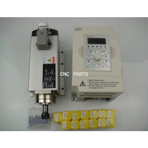 CNC milling spindle ER11 air cooling 0.8KW spindle with 4 pieces bearing +ER11 collet+ 1.5kw inverter+ cnc engraving bits