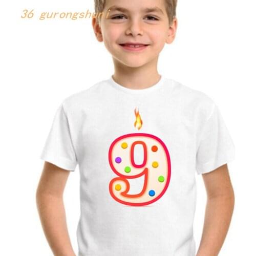Cartoon anime boy t shirt for girls tops 9th birthday graphic tee cute numbers children clothing kids clothes girls 8 to 12 boys