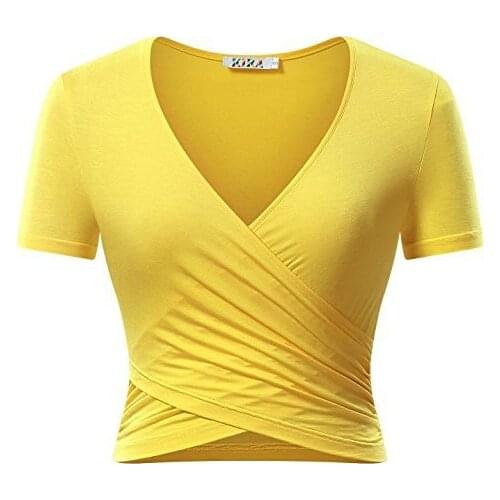 2020 New Summer Boutique Pure Color Short-sleeved Sexy V-neck Slim Wild Fashion Casual Womens T-shirt Free Delivery