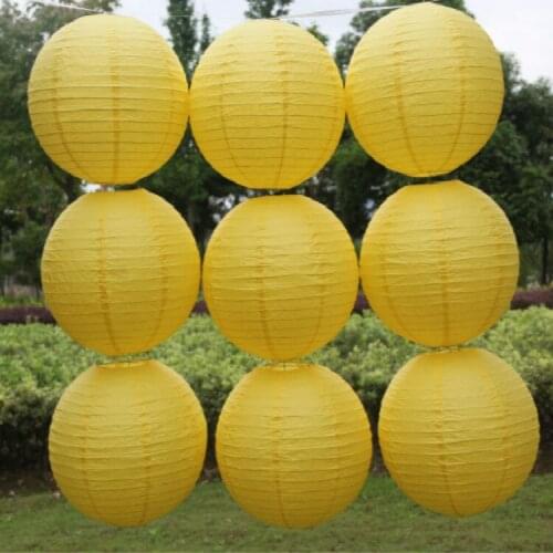 Hot Sale 1PC 4"-16"(10-15-20-25-30-35-40cm) Pretty Yellow Color Chinese Paper Lanterns for Birthday Party and Wedding Decoration