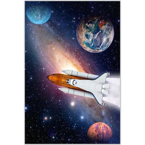 HT067 Spectacular Universe Earth And Moon Space Station Astronaut Silk Fabric Poster Art Decor Indoor Painting Gift