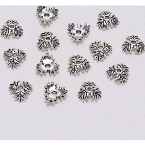 50pcs/Lot 10mm 3 Petals Hollow Flower Leaf Loose Sparer Apart End Bead Caps For DIY Jewelry Making Findings Accessories