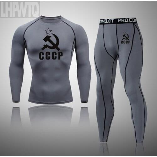 Men Thermo Underwear Set Clothing Winter First Layer Underwear Compressed Leggings Long Shirt Rashgarda MMA Mens Jogging Suits